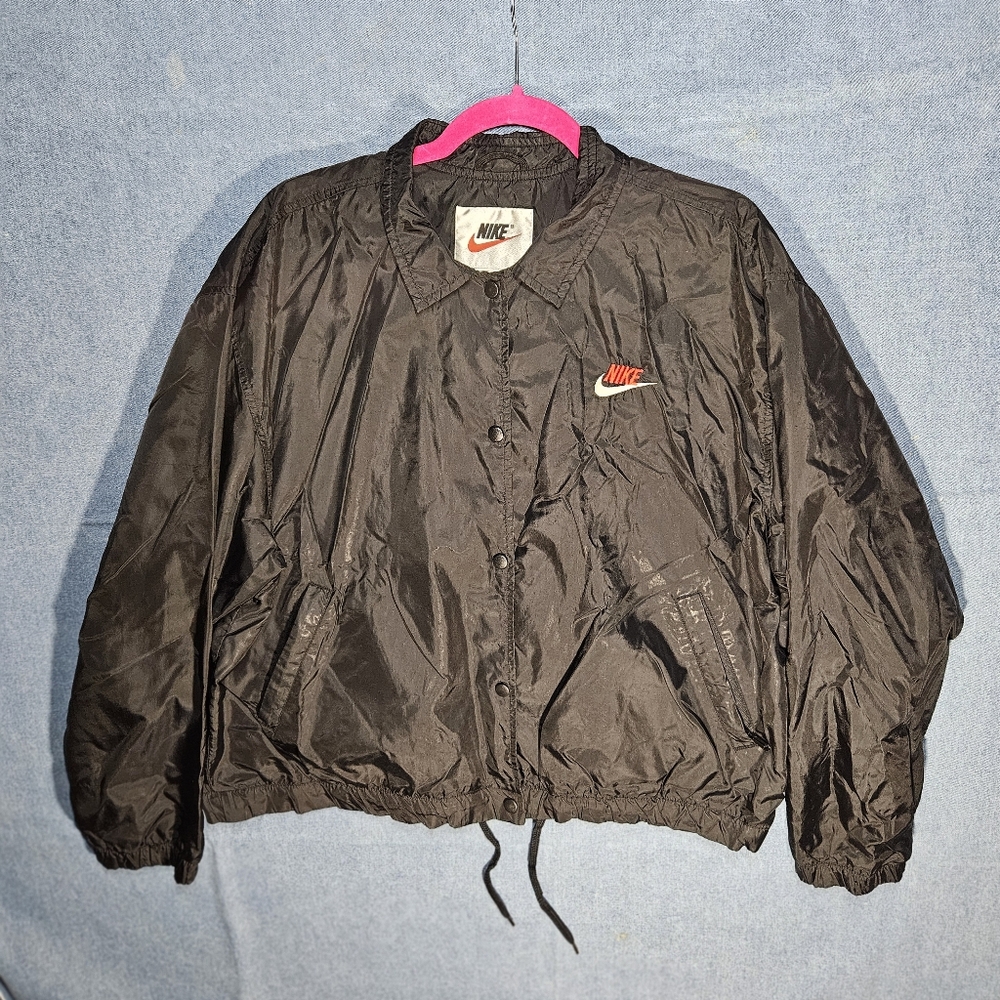 Vintage 90s Nike Red Tag Windbreaker Coach Jacket – Black – Youth XL (16–18)